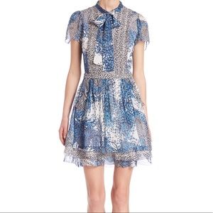 DVF Marisa Silk Tie-neck Dress, Size 6